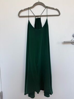Emerald green 100% silk dress